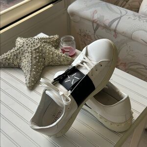 Valentino White and Black Star Sneakers